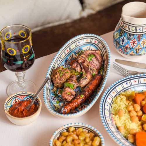 plat de merguez oriental et brochette de viande